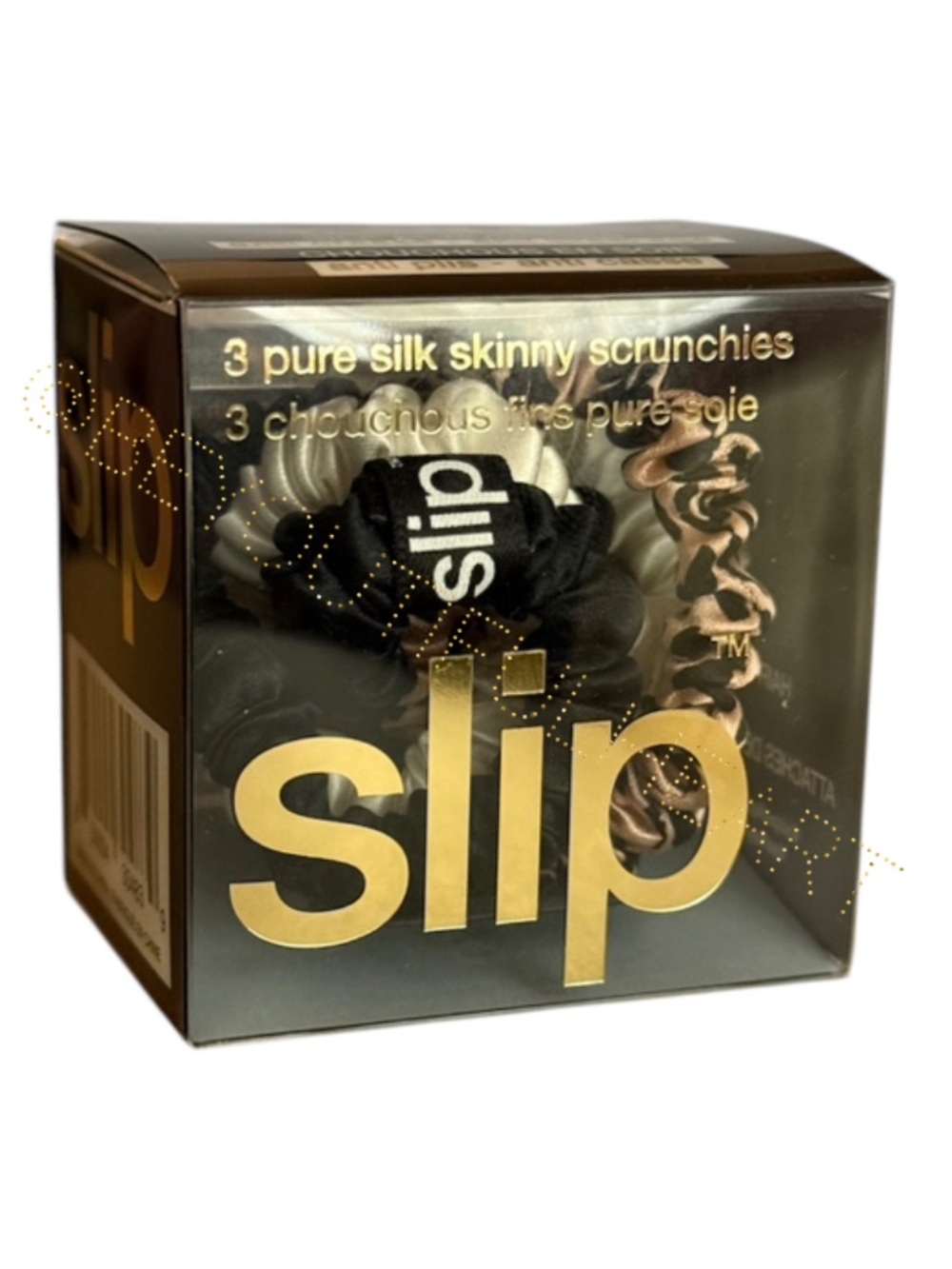 Slip Pure Silk 3-Pack Skinny Scrunchies - Black, Rose Gold Leopard and White - Picture 2 of 16